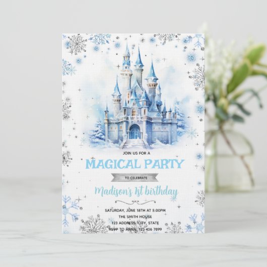 Winter Fairytale Castle party invitation 招待状 (スタンド正面)