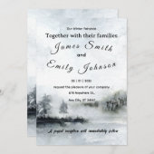 Winter Fairytale Watercolor Landscape Wedding 招待状 (正面/裏面)