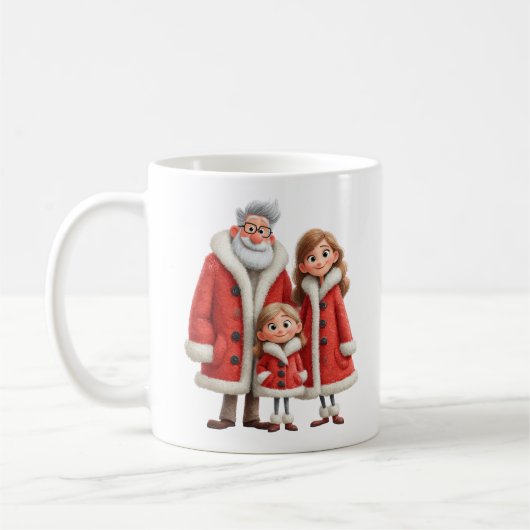 Winter Family Premium Cozy 3D Pixar Watercolor コーヒーマグカップ (左)