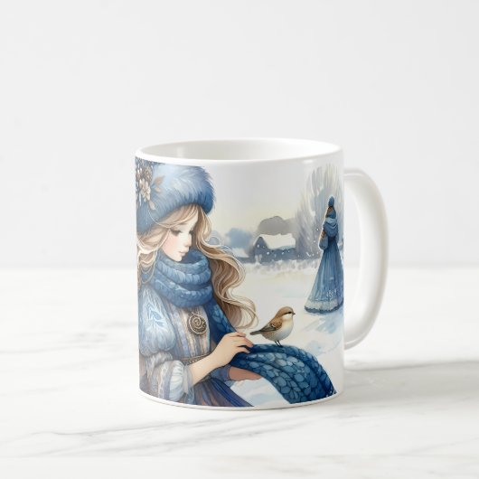 Winter Fantasy Princess in a Snowy Fairytale Lands コーヒーマグカップ (正面右)