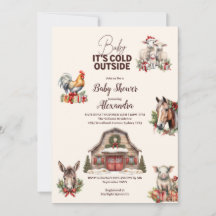 Winter Farm Animals Christmas Baby Shower