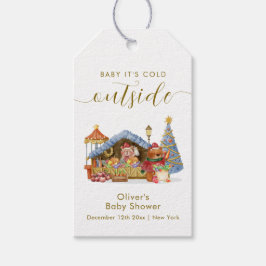 Winter Farmer Market Teddy Bear Baby Shower  ギフトタグ