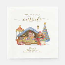 Winter Farmer Market Teddy Bear Baby Shower  スタンダードランチョンナプキン