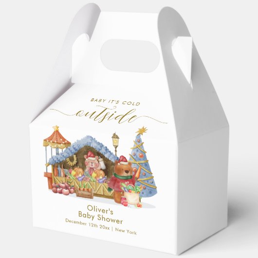 Winter Farmer Market Teddy Bear Baby Shower  フェイバーボックス (裏面)
