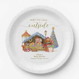 Winter Farmer Market Teddy Bear Baby Shower  ペーパープレート