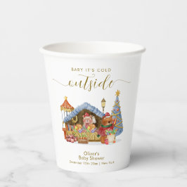 Winter Farmer Market Teddy Bear Baby Shower  紙コップ