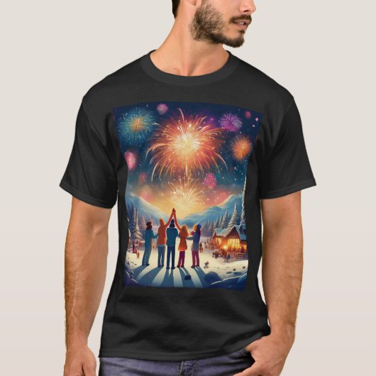 Winter Fireworks Spectacle – New Years Celebration Tシャツ (正面)