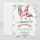Winter Flamingo Ice Skating invitation 招待状 (正面/裏面)