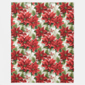 Winter Floral Blanket Red Poinsettia Home Gift フリースブランケット (正面)