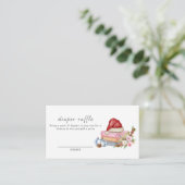 Winter Floral Books Diaper Raffle Baby Shower エンクロージャーカード (スタンド正面)