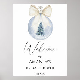Winter floral bridal shower welcome sign ポスター