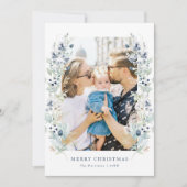 Winter Floral Frame Dusty Blue Photo シーズンカード (正面)