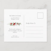Winter Floral Holiday Thank You Postcard ポストカード (裏面)