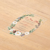 Winter Floral Merry Little Christmas Party アクリル招待状 (レイダウン)