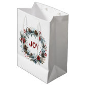 Winter Floral Pine Cones Wreath ミディアムペーパーバッグ (正面アングル)