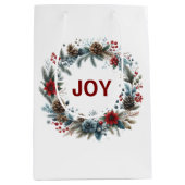 Winter Floral Pine Cones Wreath ミディアムペーパーバッグ (正面)