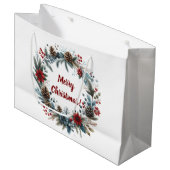 Winter Floral Pine Cones Wreath ラージペーパーバッグ (正面アングル)
