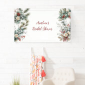 Winter Floral Red and White Rose Bridal Shower 横断幕 (インサイチュ)