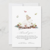 Winter Floral Sleigh Polar Bear Baby Shower  サンキューカード (正面)