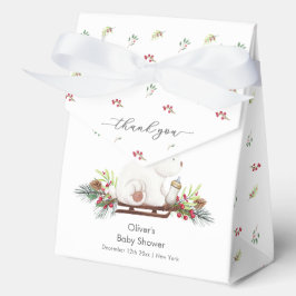 Winter Floral Sleigh Polar Bear Baby Shower フェイバーボックス