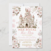 Winter Floral Snowflake royal fiveness Birthday 招待状 (正面)