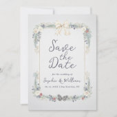 Winter Floral Wedding Flat Save The Date Card 招待状 (正面)