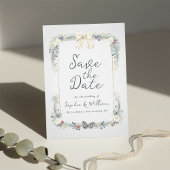 Winter Floral Wedding Flat Save The Date Card 招待状