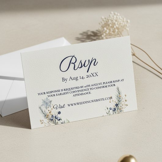 Winter Floral Wedding RSVP Card
