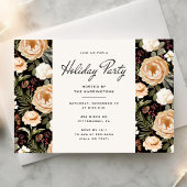 Winter Florals Elegant Holiday Party Invitation 招待状