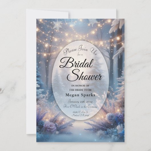 Winter Florals in Frosted Pines Bridal Shower 招待状 (正面)
