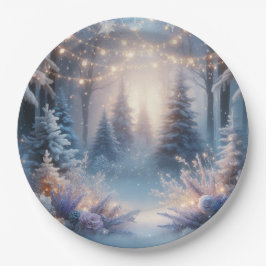 Winter Florals in Frosted Pines Paper Plates ペーパープレート