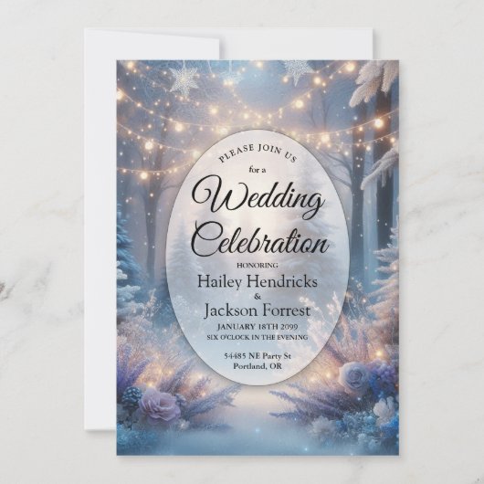 Winter Florals in Frosted Pines Wedding 招待状 (正面)