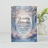 Winter Florals in Frosted Pines Wedding 招待状 (スタンド正面)