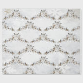 Winter Flower Pinecones Holiday ラッピングペーパー (フラット)