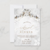 Winter Flower Pinecones Rehearsal Dinner 招待状 (正面)