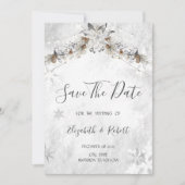 Winter Flower Pinecones Save The Date セーブザデート (正面)