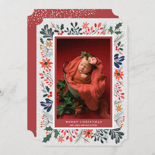 Winter Flowersベビー写真誕生のお知らせ シーズンカード