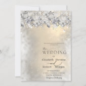 Winter Flowers String Lights Wedding  Invitation 招待状 (正面)