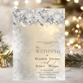 Winter Flowers String Lights Wedding  Invitation 招待状