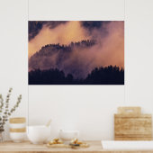 Winter fog in valley at sunset from Morton ポスター (キッチン)