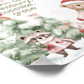 Winter Forest Animal Girl Birthday Milestone Photo ポスター (角)