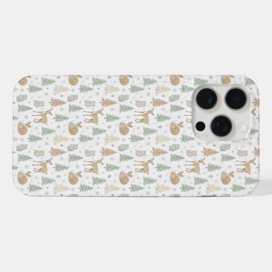 Winter Forest Animals Seamless Pattern iPhoneケース (裏面横)