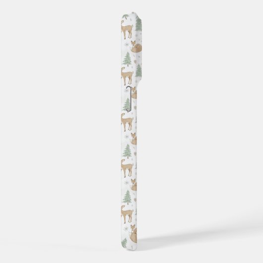 Winter Forest Animals Seamless Pattern iPhoneケース (右側面)