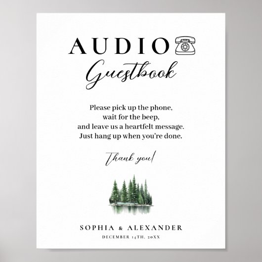 Winter Forest Audio Wedding Guestbook Poster ポスター (正面)