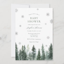 Winter Forest Baby Shower Invitation 招待状
