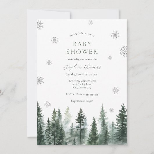 Winter Forest Baby Shower Invitation 招待状 (正面)