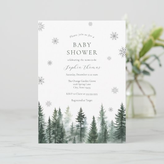 Winter Forest Baby Shower Invitation 招待状 (スタンド正面)