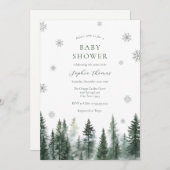 Winter Forest Baby Shower Invitation 招待状 (正面/裏面)