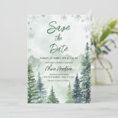 Winter Forest Baby Shower Save the Date 招待状 (スタンド正面)