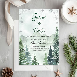 Winter Forest Baby Shower Save the Date 招待状
